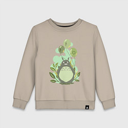 Свитшот хлопковый детский Green Totoro, цвет: миндальный