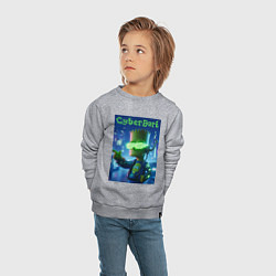 Свитшот хлопковый детский Cyber Bart - neon glow ai art, цвет: меланж — фото 2