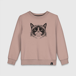 Свитшот хлопковый детский Grumpy cat мем, цвет: пыльно-розовый