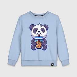 Свитшот хлопковый детский Drinking panda, цвет: мягкое небо