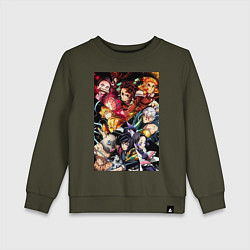 Свитшот хлопковый детский Тандзиро Камадо Дзэнъицу Агацума, цвет: хаки