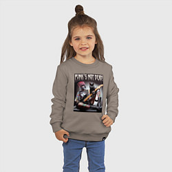 Свитшот хлопковый детский Punk girl with a black cat and a guitar, цвет: утренний латте — фото 2