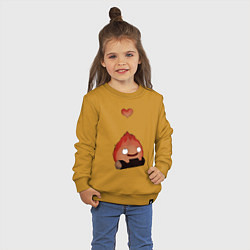 Свитшот хлопковый детский Кальцифер сердце, цвет: горчичный — фото 2