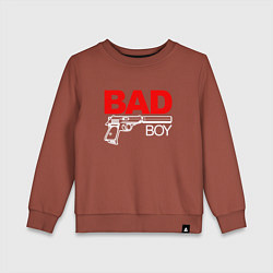 Свитшот хлопковый детский Bad boy - with gun, цвет: кирпичный