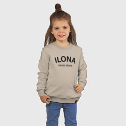 Свитшот хлопковый детский Ilona never alone - motto, цвет: миндальный — фото 2