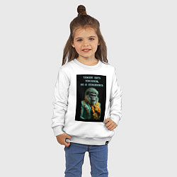 Свитшот хлопковый детский Горилла стимпанк: тяжело быть токсиком но я справл, цвет: белый — фото 2