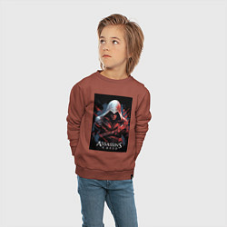 Свитшот хлопковый детский Assassins creed красные пятна, цвет: кирпичный — фото 2