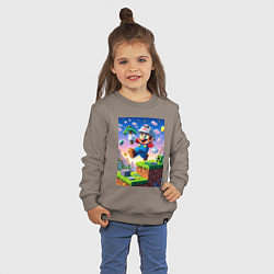 Свитшот хлопковый детский Марио и Майнкрафт - коллаба, цвет: утренний латте — фото 2