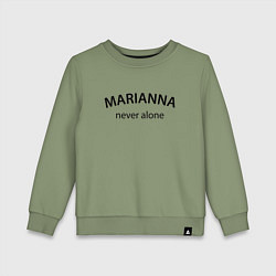 Свитшот хлопковый детский Marianna never alone - motto, цвет: авокадо