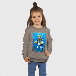 Свитшот хлопковый детский Homer diving - ai art, цвет: утренний латте — фото 2