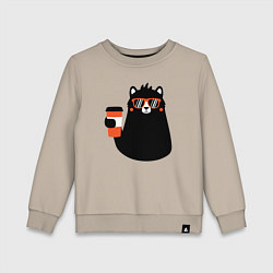 Свитшот хлопковый детский Мишка с напитком, цвет: миндальный