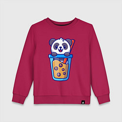 Свитшот хлопковый детский Панда в стаканчике, цвет: маджента