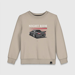 Свитшот хлопковый детский Nissan skyline night ride, цвет: миндальный