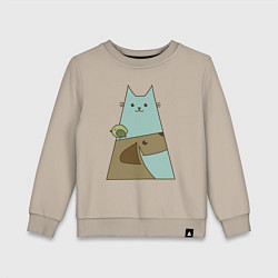 Свитшот хлопковый детский Собачка птичка кошечка, цвет: миндальный
