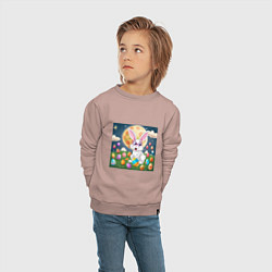 Свитшот хлопковый детский Зайчик ботаник, цвет: пыльно-розовый — фото 2