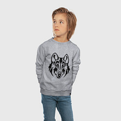 Свитшот хлопковый детский Морда волка тату, цвет: меланж — фото 2