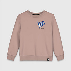 Свитшот хлопковый детский Im Greek - motto, цвет: пыльно-розовый
