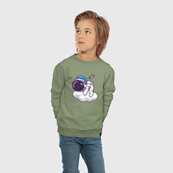 Свитшот хлопковый детский Сон на облаке, цвет: авокадо — фото 2