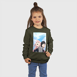 Свитшот хлопковый детский Милый во Франксе Хиро, цвет: хаки — фото 2