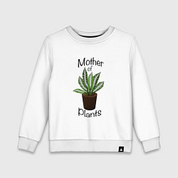 Свитшот хлопковый детский Mother of plants - Папоротник, цвет: белый