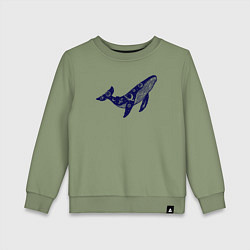 Свитшот хлопковый детский Space whale, цвет: авокадо