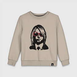 Свитшот хлопковый детский Kurt Cobain Nirvana portrait, цвет: миндальный