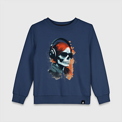 Свитшот хлопковый детский Grunge redhead girl skull, цвет: тёмно-синий