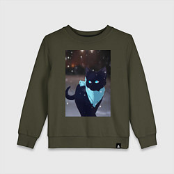 Свитшот хлопковый детский Бездомный бог кот Ято, цвет: хаки