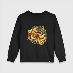 Свитшот хлопковый детский Золотая рыбка исполняет желания, цвет: черный