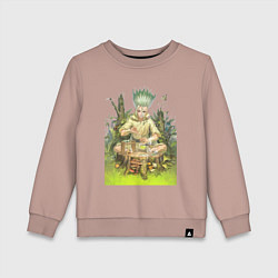 Свитшот хлопковый детский Сэнку Исигами, цвет: пыльно-розовый