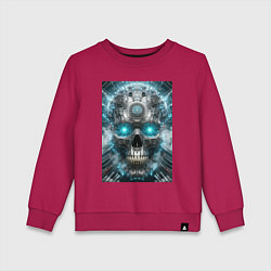 Свитшот хлопковый детский Electrified cyber skull - ai art fantasy, цвет: маджента