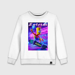 Свитшот хлопковый детский Bart Simpson on a skateboard - extreme ai art, цвет: белый