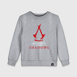 Свитшот хлопковый детский Assassins creed shadows logo, цвет: меланж