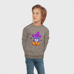 Свитшот хлопковый детский Kitty halloween, цвет: утренний латте — фото 2