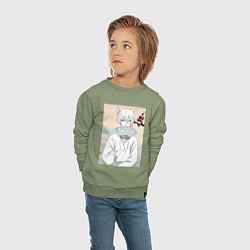 Свитшот хлопковый детский Очень приятно Бог Томоэ, цвет: авокадо — фото 2