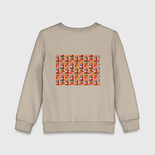 Детский свитшот Коты и летний вайб паттерн / Миндальный – фото 2
