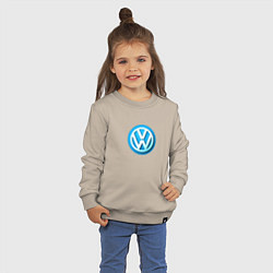 Свитшот хлопковый детский Volkswagen logo blue, цвет: миндальный — фото 2