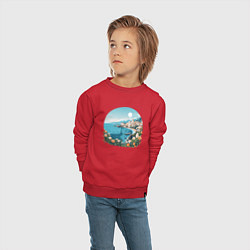 Свитшот хлопковый детский Город у моря, цвет: красный — фото 2