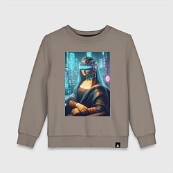 Свитшот хлопковый детский Gioconda - cyberpunk ai art fantasy, цвет: утренний латте
