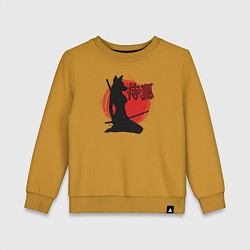 Свитшот хлопковый детский Самурайская лиса, цвет: горчичный