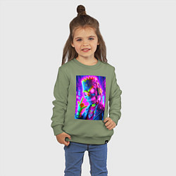 Свитшот хлопковый детский Cyber skeleton of Bart Simpson - neon glow, цвет: авокадо — фото 2