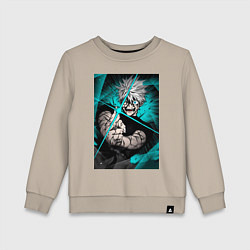 Свитшот хлопковый детский Магическая битва Сатору Годзё пурпурный, цвет: миндальный