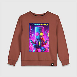 Свитшот хлопковый детский Cyber Bart in metropolis - neon glow, цвет: кирпичный