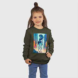 Свитшот хлопковый детский Cyber girl from future - fantasy, цвет: хаки — фото 2