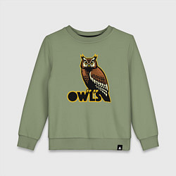 Свитшот хлопковый детский Owls, цвет: авокадо