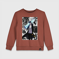 Свитшот хлопковый детский Поднятие уровня в одиночку Джину Сон охотник колла, цвет: кирпичный