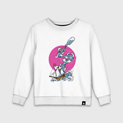 Свитшот хлопковый детский Море из бутылки, цвет: белый