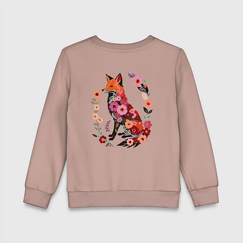 Детский свитшот Лиса цветочный силуэт / Пыльно-розовый – фото 2