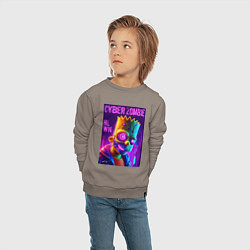 Свитшот хлопковый детский Bart Simpson cyber zombie - halloween ai art, цвет: утренний латте — фото 2