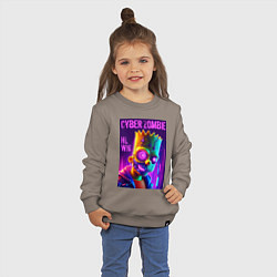 Свитшот хлопковый детский Bart Simpson cyber zombie - halloween ai art, цвет: утренний латте — фото 2